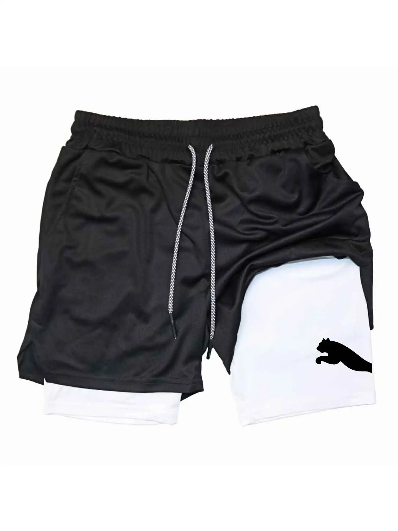 Running Gear Men - Celana Pendek Olahraga Bermotif 2-in-1 Celana